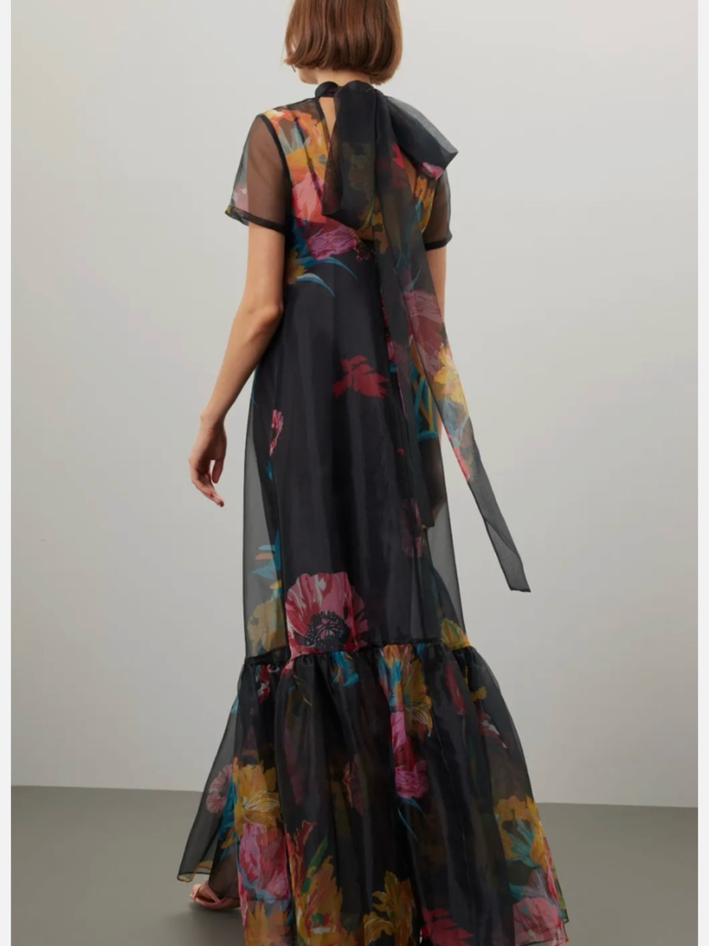 NWT STAUD Calluna Organza Neck Tie Gown Dress Designer Sheer Floral Small - Picture 2 of 6